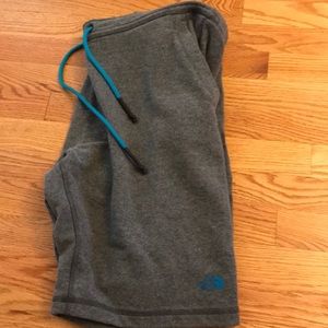 North Face fleece grey shorts w/ drawstring, large